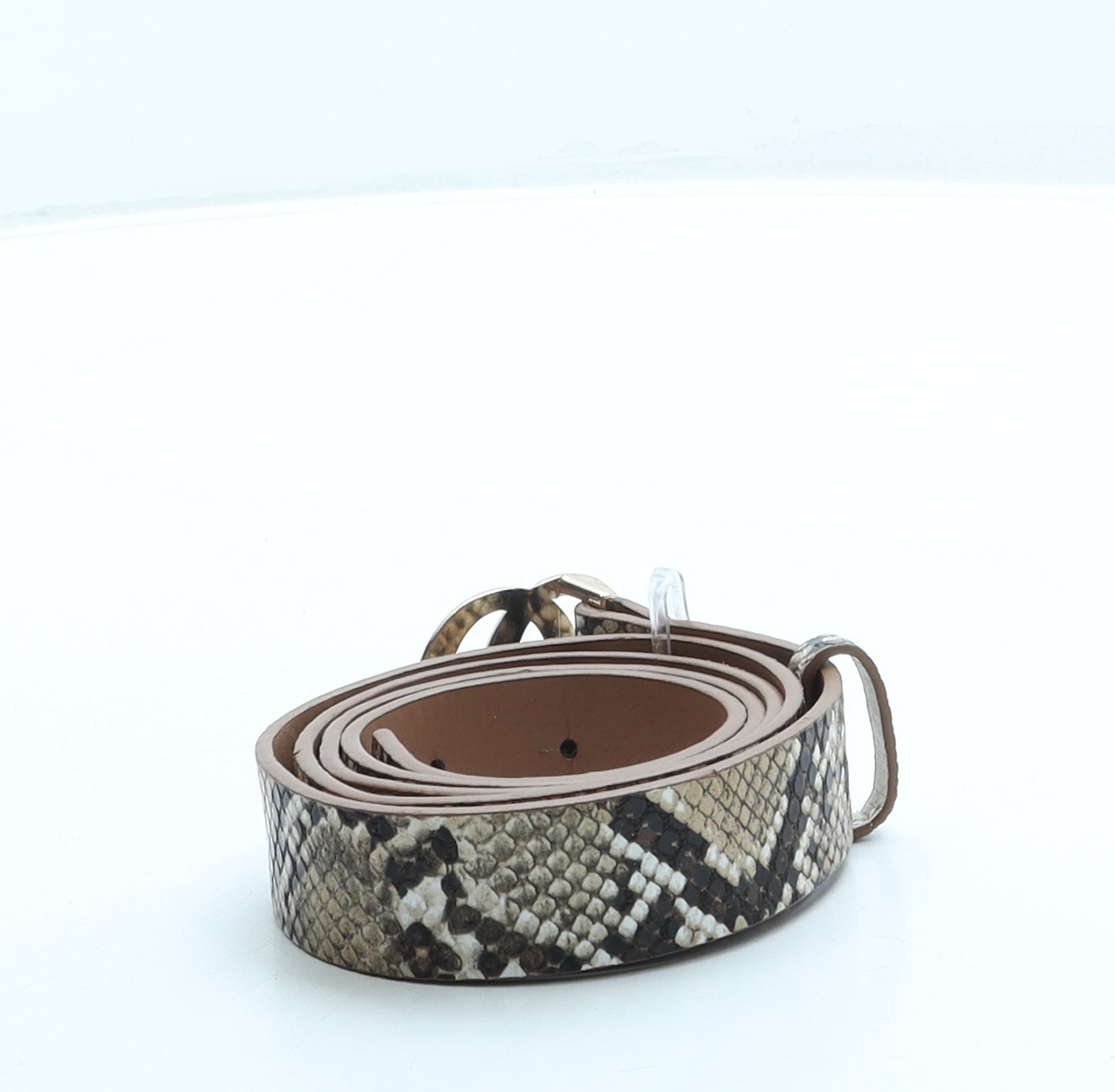 Primark Womens Beige Animal Print Faux Leather Fashion Belt Belt Size M - Snake print