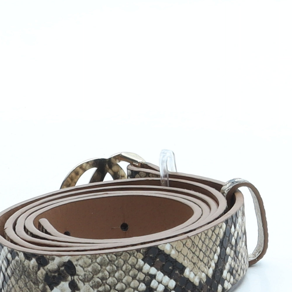 Primark Womens Beige Animal Print Faux Leather Fashion Belt Belt Size M - Snake print