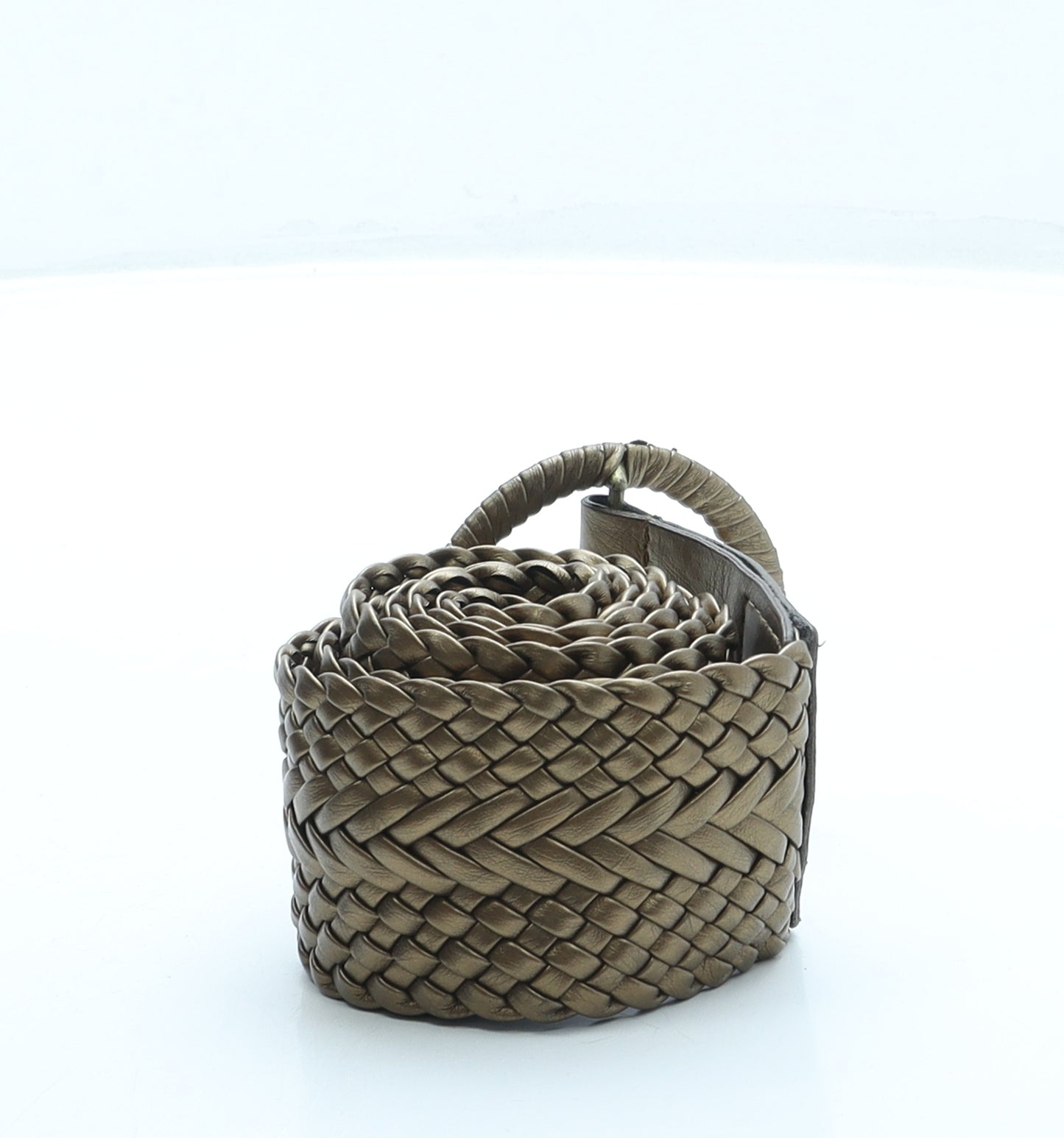 TU Womens Gold Solid Faux Leather Braided Belt Belt Size L