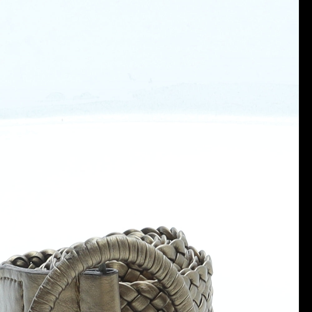 TU Womens Gold Solid Faux Leather Braided Belt Belt Size L