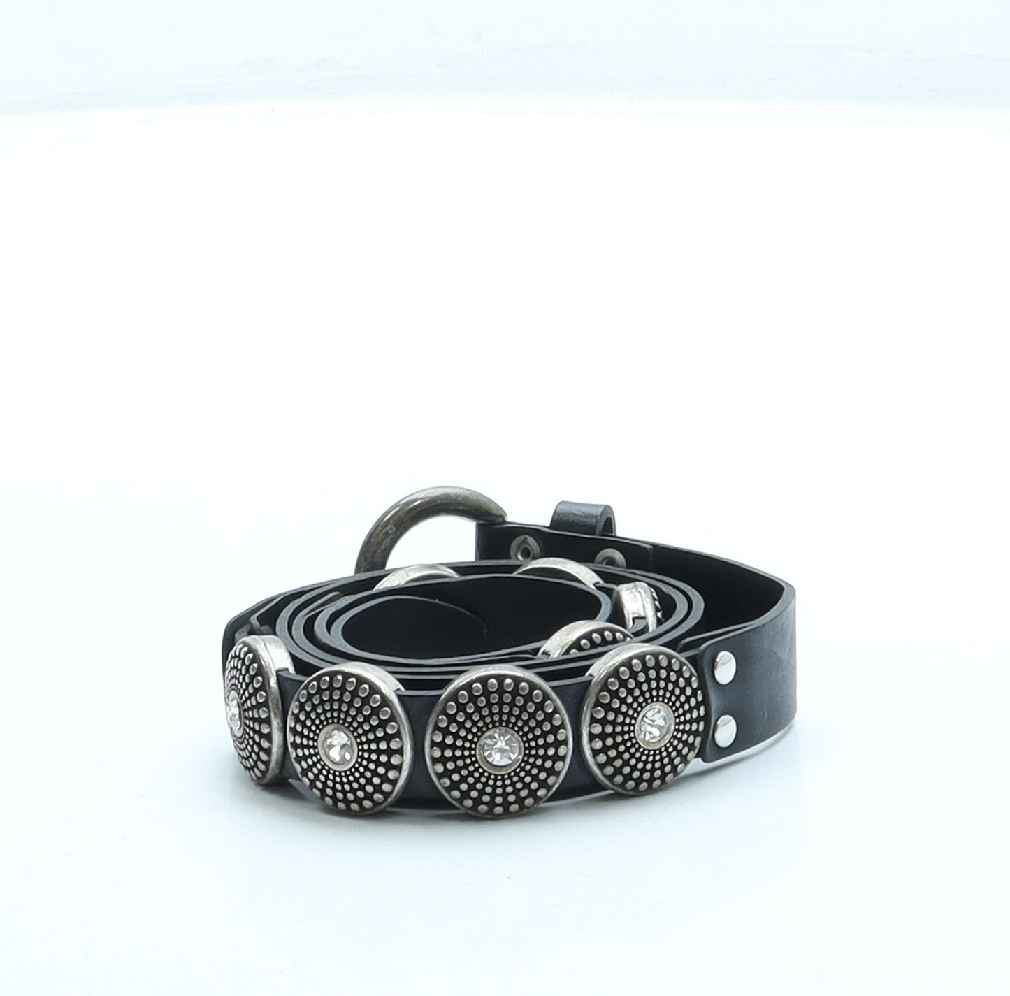 Per Una Womens Black Solid Leather Fashion Belt Belt Size S