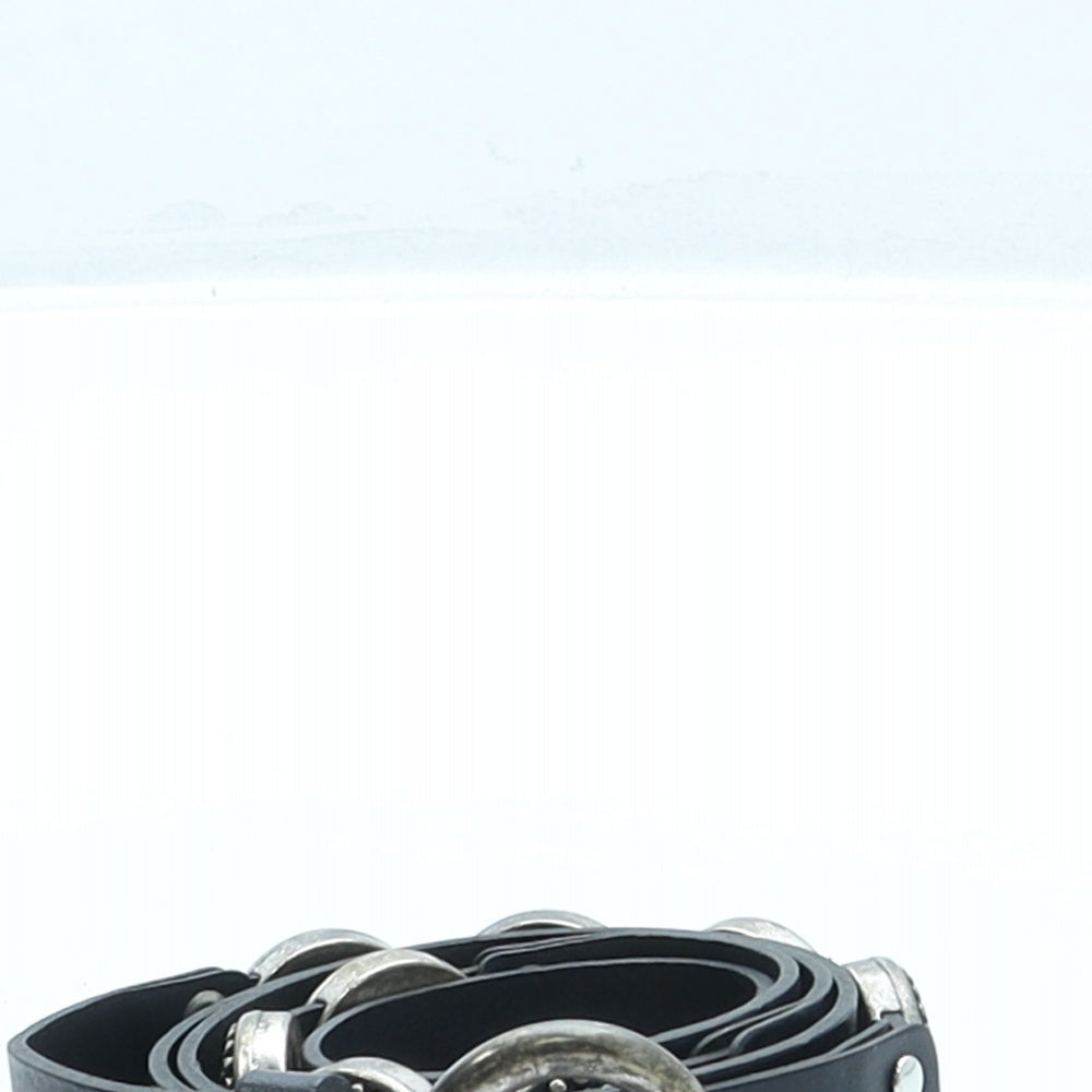Per Una Womens Black Solid Leather Fashion Belt Belt Size S