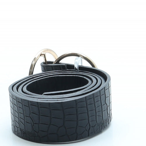 F&F Womens Black Animal Print Faux Leather Fashion Belt Belt Size 10