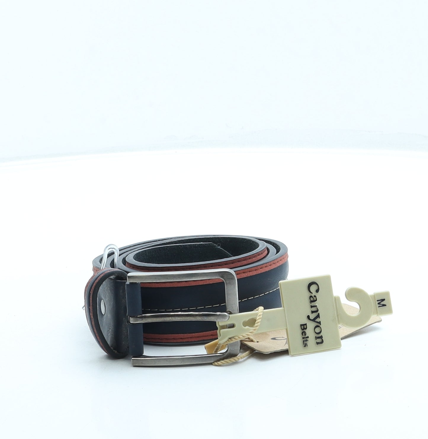 Canyon Belts Mens Blue Solid Leather Dress Belt Belt Size 34