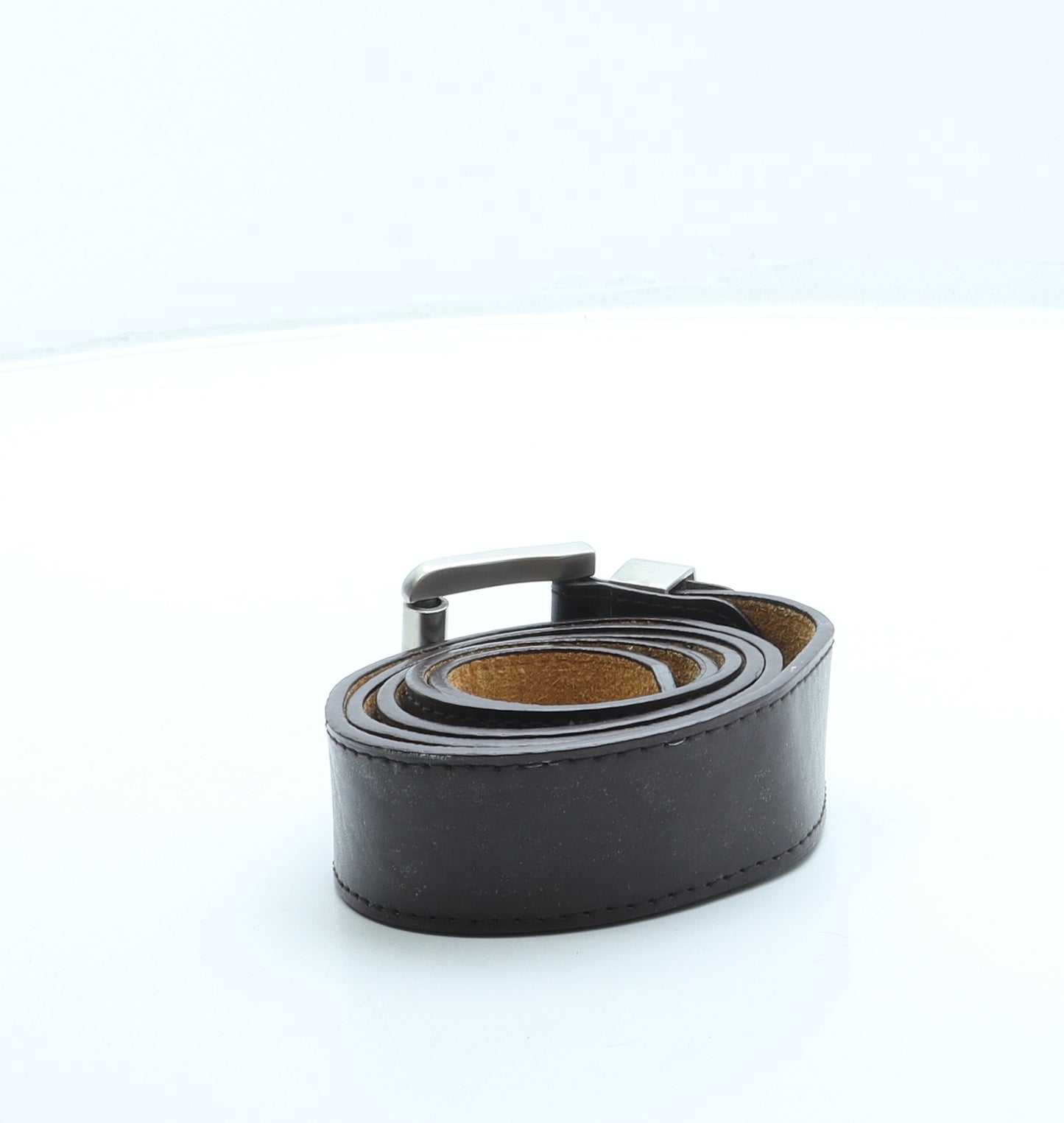 Milano Mens Black Solid Leather Dress Belt Belt Size 2XL