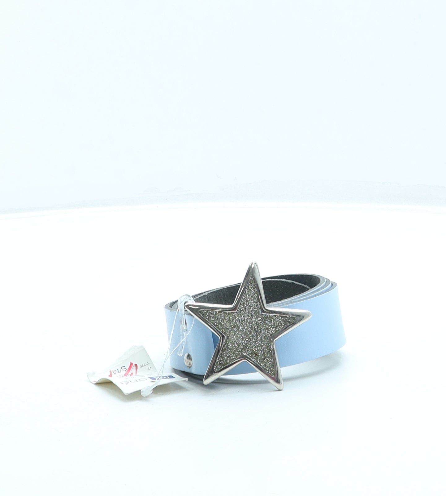 MK One Womens Blue Solid Faux Leather Fashion Belt Belt Size S - Star