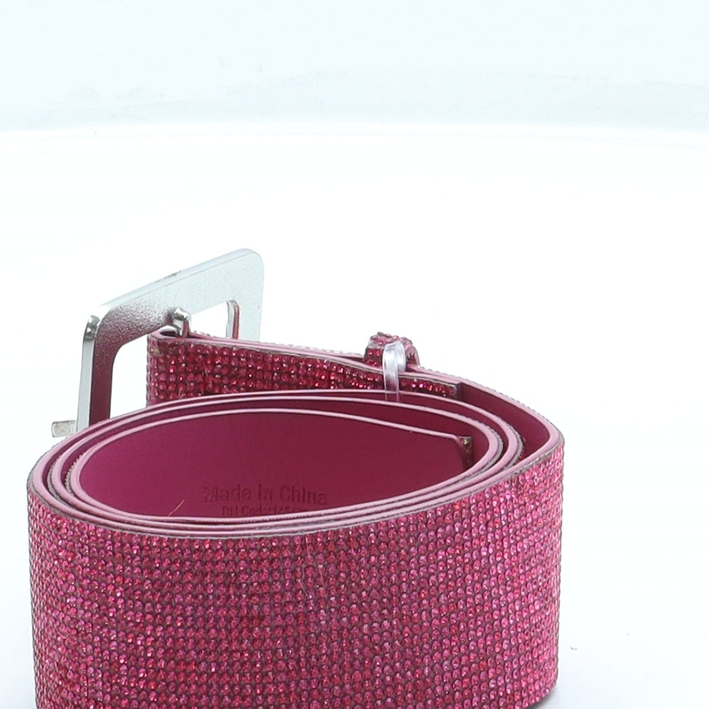 Primark Womens Pink Solid Polyester Fashion Belt Belt Size M
