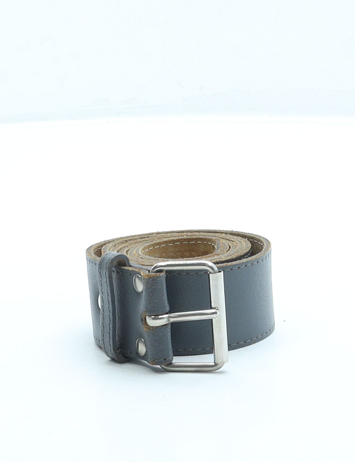 Preworn Womens Grey Solid Leather Dress Belt Belt Size 36