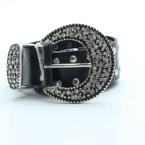 River Island Womens Black Solid Faux Leather Fashion Belt Belt Size M