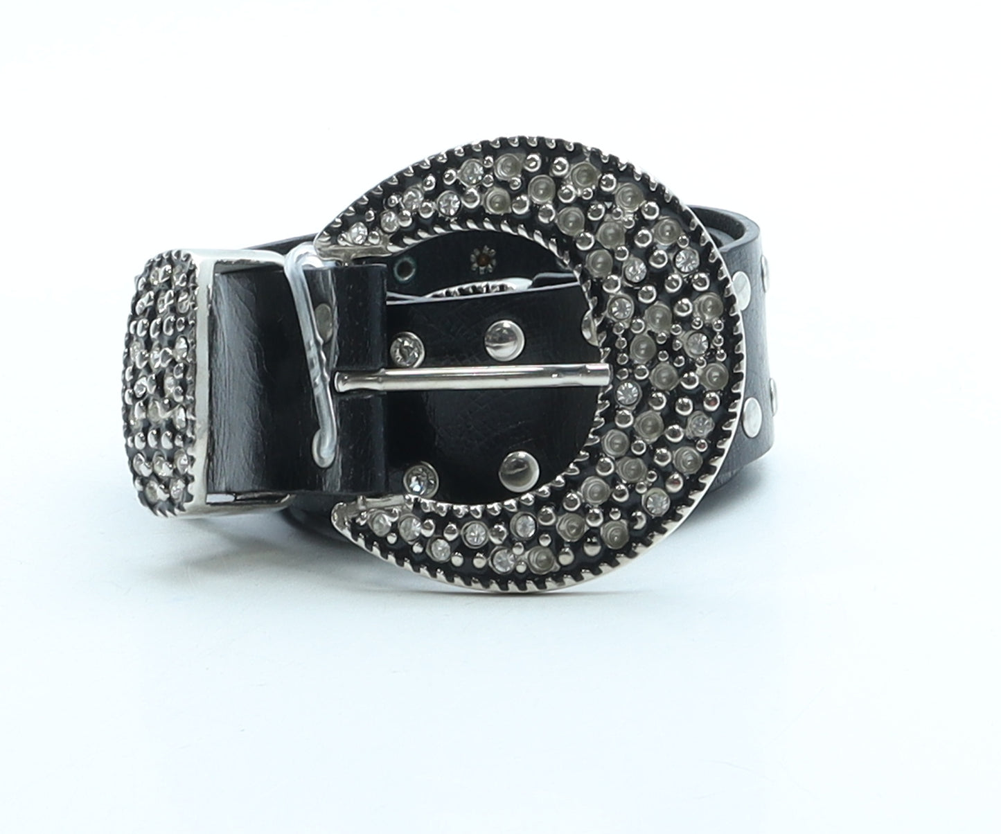 River Island Womens Black Solid Faux Leather Fashion Belt Belt Size M