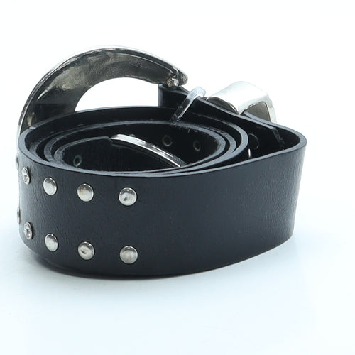 River Island Womens Black Solid Faux Leather Fashion Belt Belt Size M