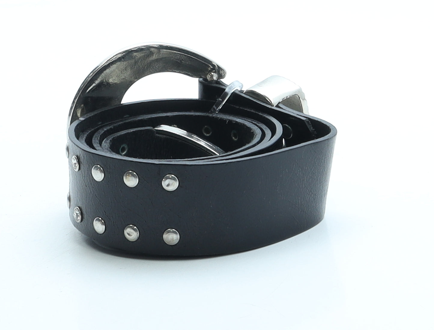 River Island Womens Black Solid Faux Leather Fashion Belt Belt Size M