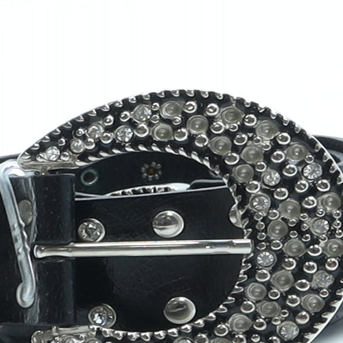 River Island Womens Black Solid Faux Leather Fashion Belt Belt Size M