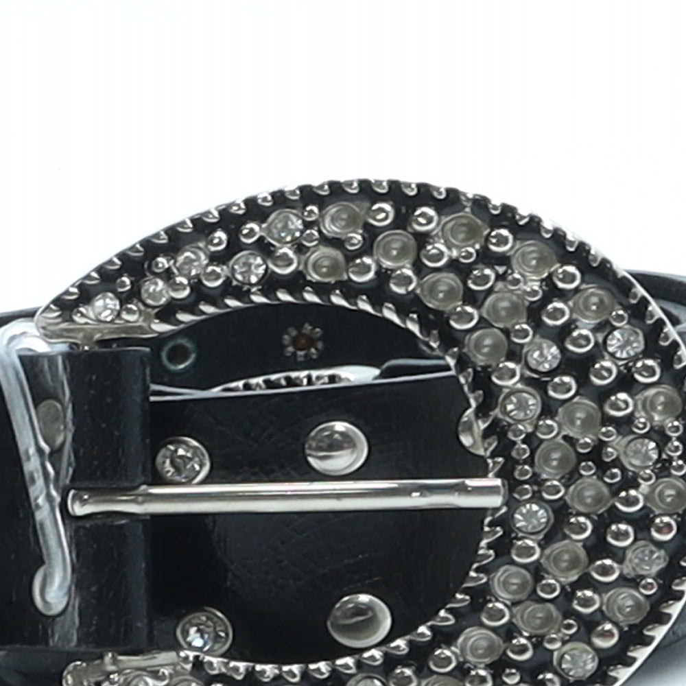 River Island Womens Black Solid Faux Leather Fashion Belt Belt Size M