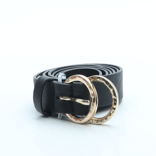 Primark Womens Black Solid Faux Leather Fashion Belt Belt Size M