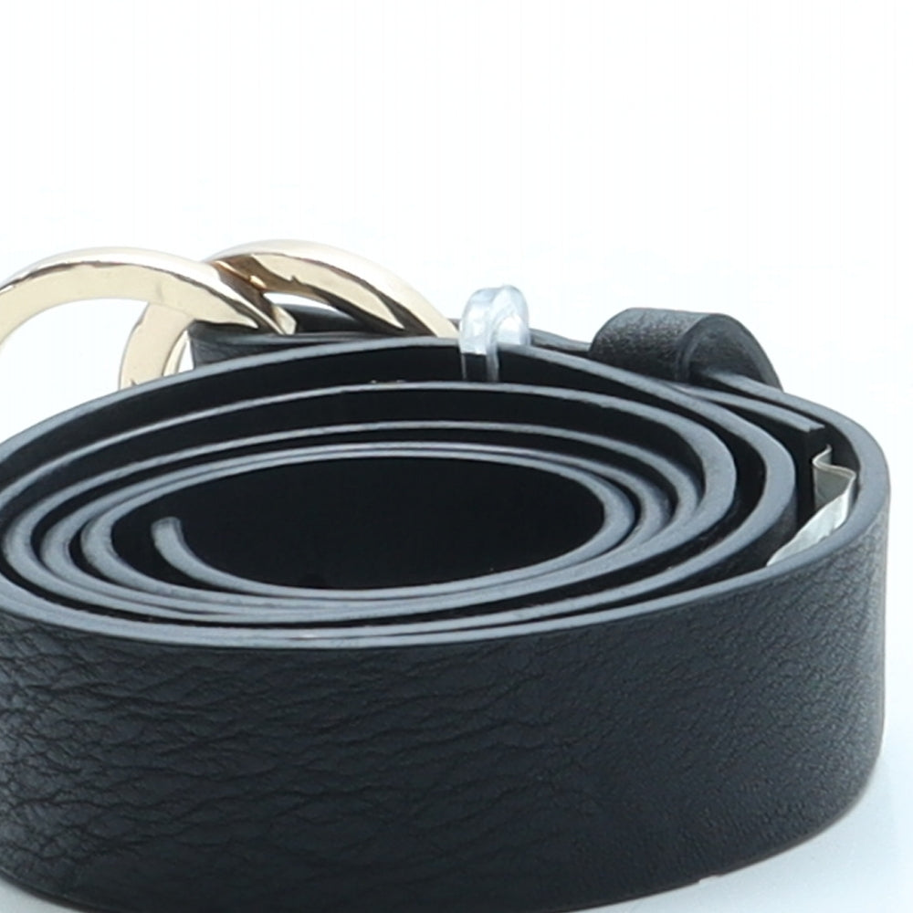 Primark Womens Black Solid Faux Leather Fashion Belt Belt Size M