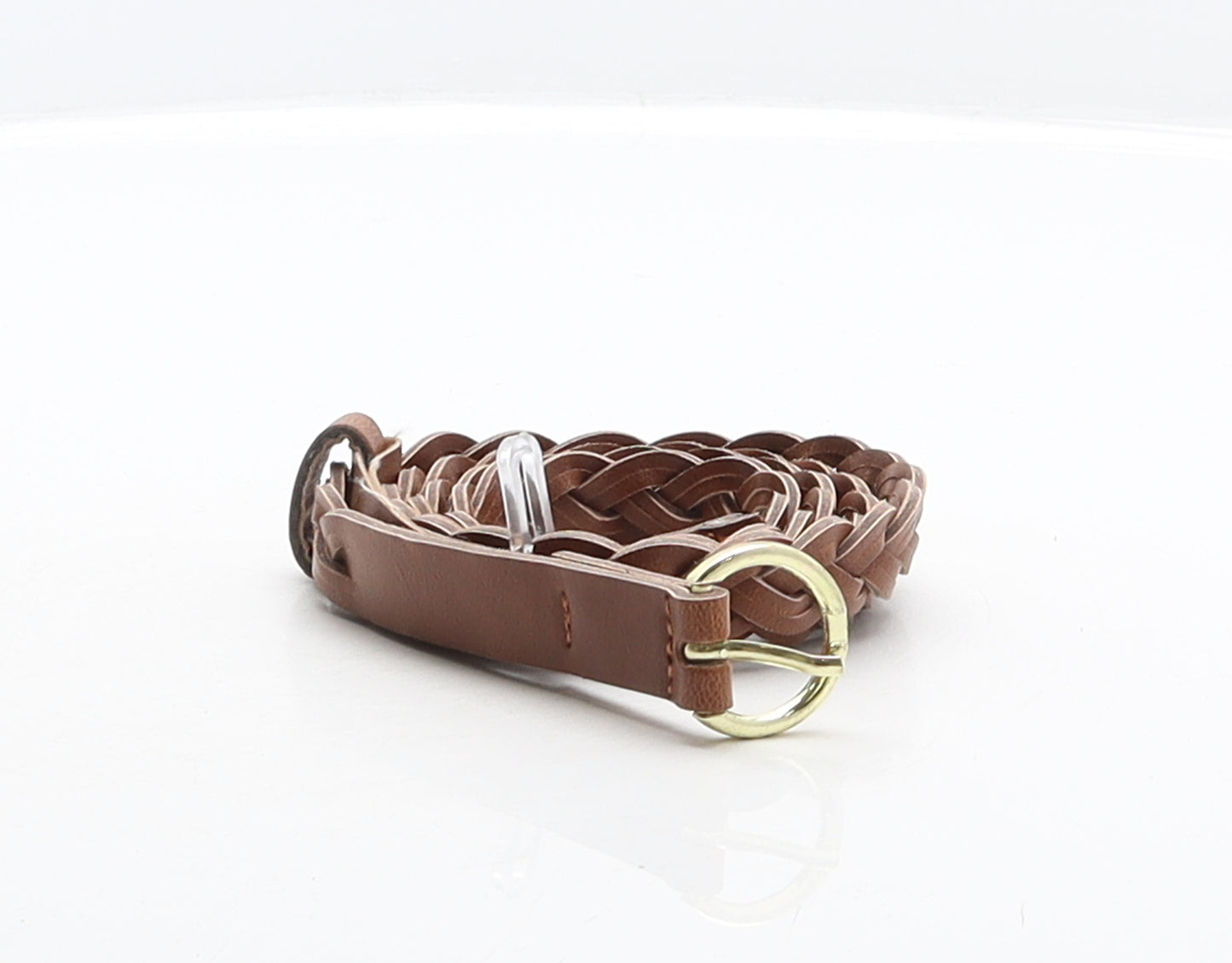 New Look Womens Brown Solid Polyurethane Braided Belt Belt Size S