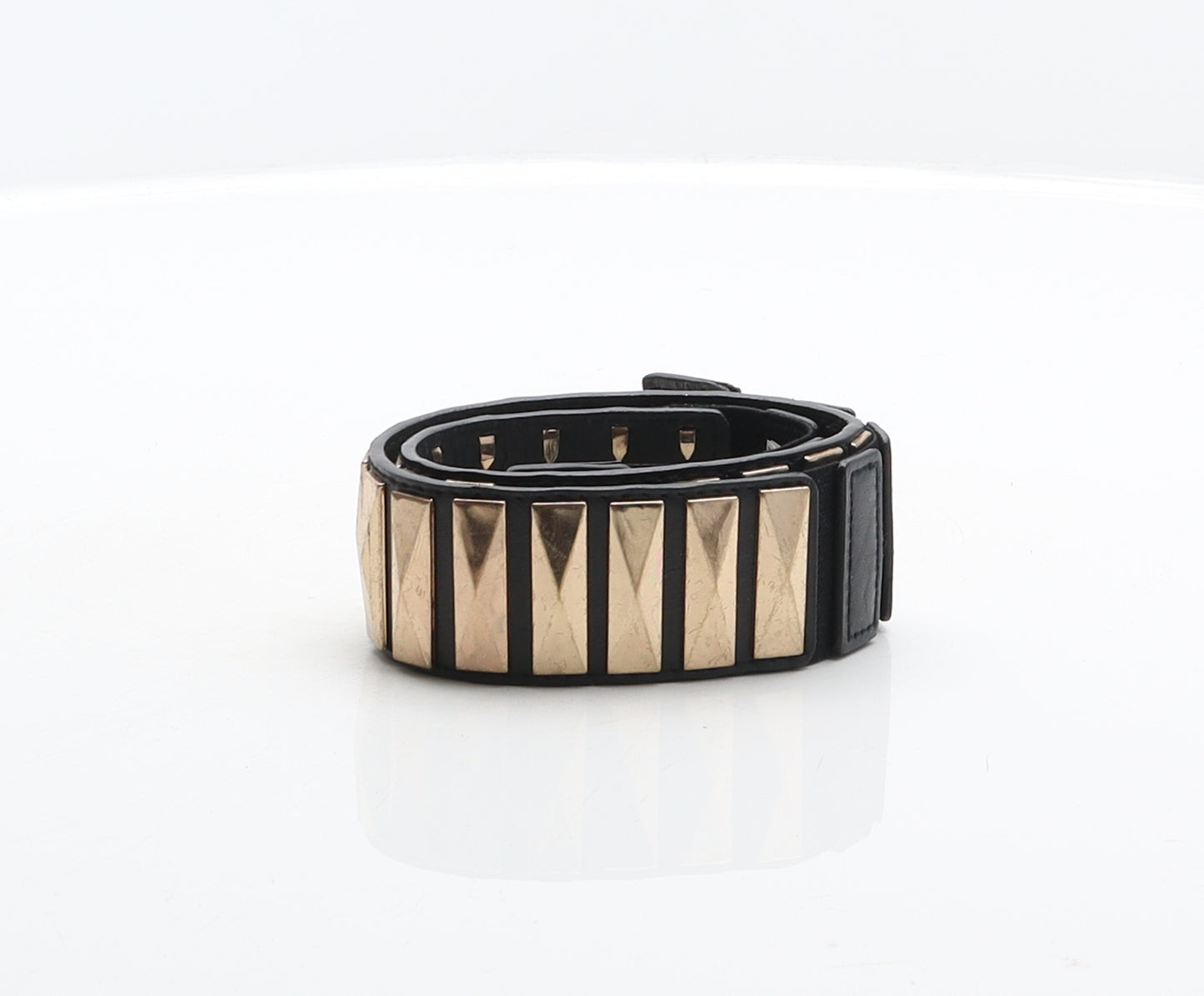 New Look Womens Black Solid Polyurethane Studded Belt Belt Size S