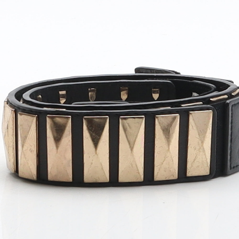 New Look Womens Black Solid Polyurethane Studded Belt Belt Size S