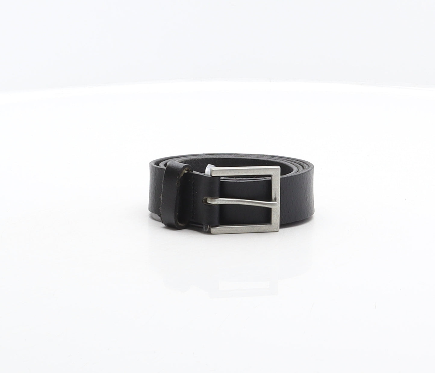 NEXT Womens Black Solid 100% Genuine Leather Basic Belt Belt Size M