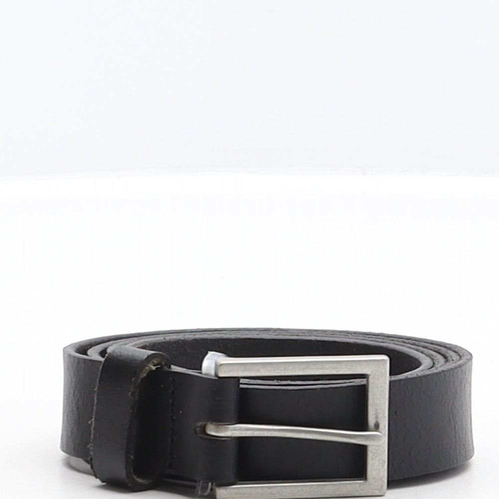 NEXT Womens Black Solid 100% Genuine Leather Basic Belt Belt Size M