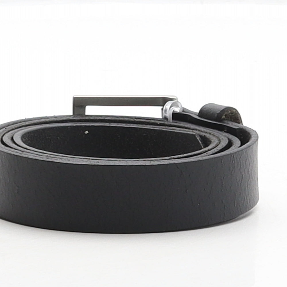 NEXT Womens Black Solid 100% Genuine Leather Basic Belt Belt Size M
