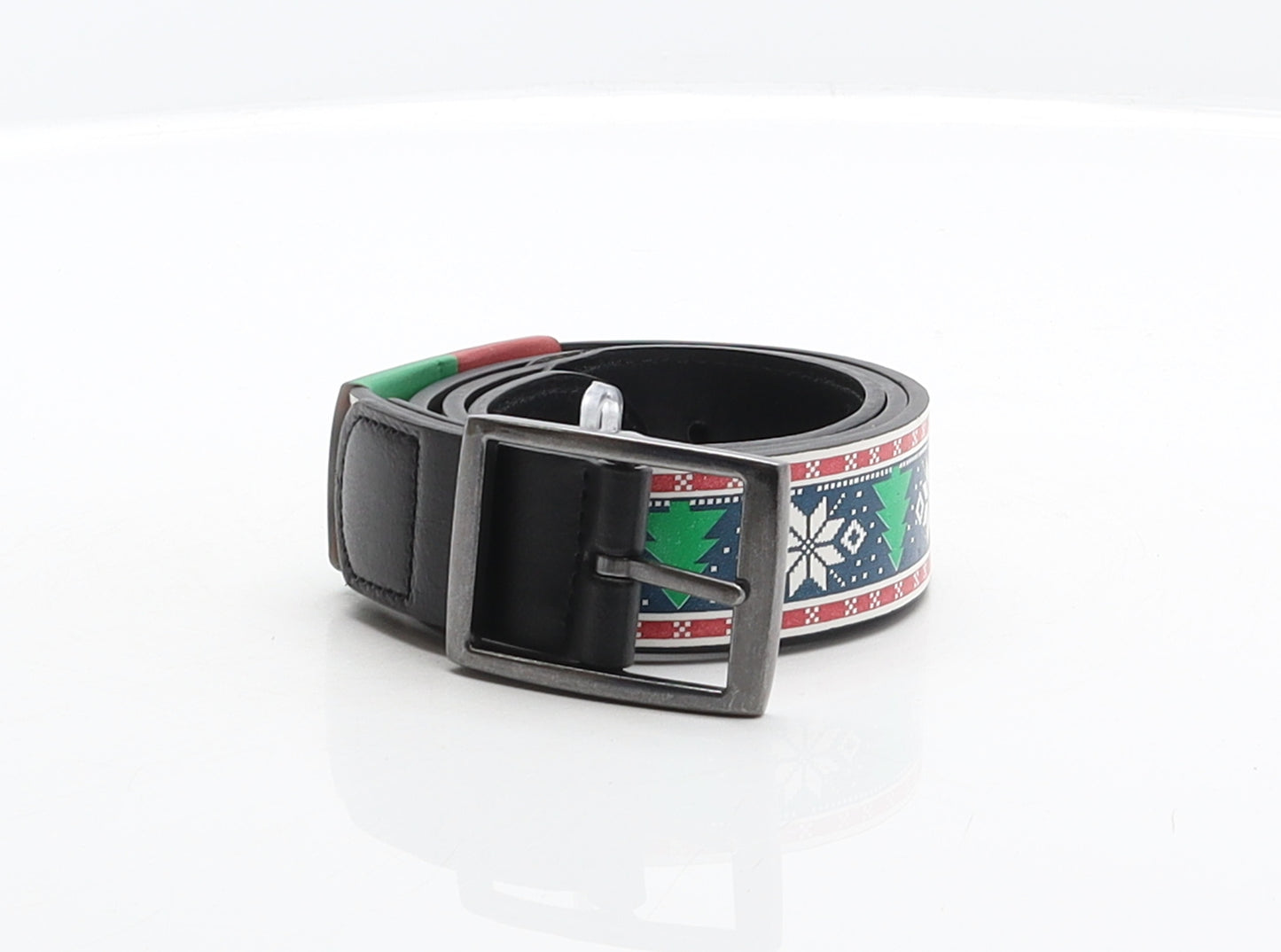 Preworn Mens Multicoloured Fair Isle Leather Dress Belt Belt One Size - Christmas, Reversible