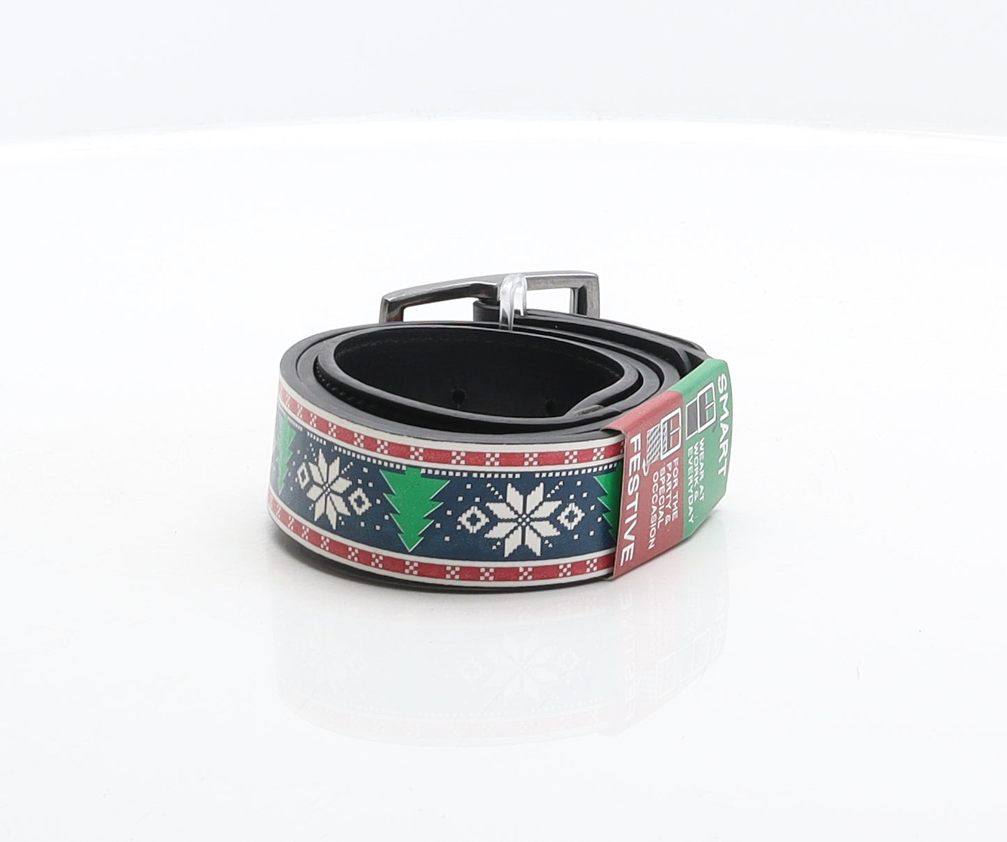 Preworn Mens Multicoloured Fair Isle Leather Dress Belt Belt One Size - Christmas, Reversible