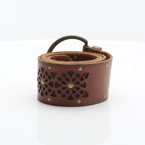 NEXT Womens Brown Solid 100% Genuine Leather Western Belt Belt Size L - Cut out details