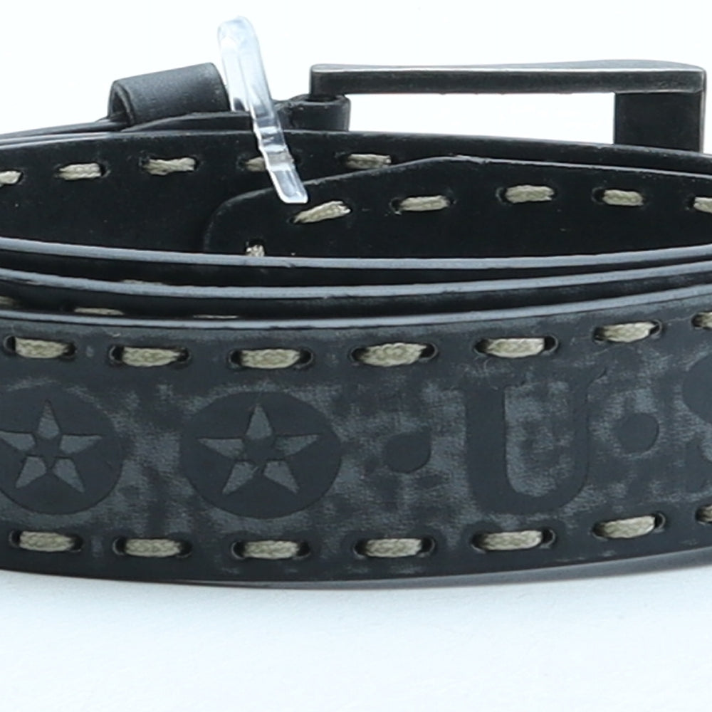 Preworn Mens Black Solid Leather Western Belt Belt Size 130
