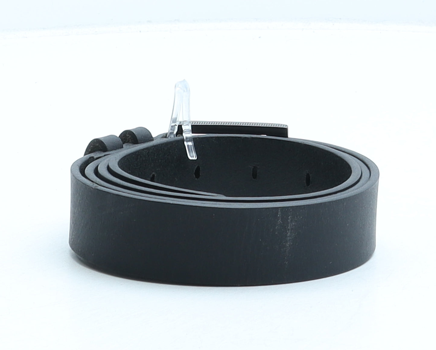 Preworn Mens Black Solid Leather Dress Belt Belt Size L