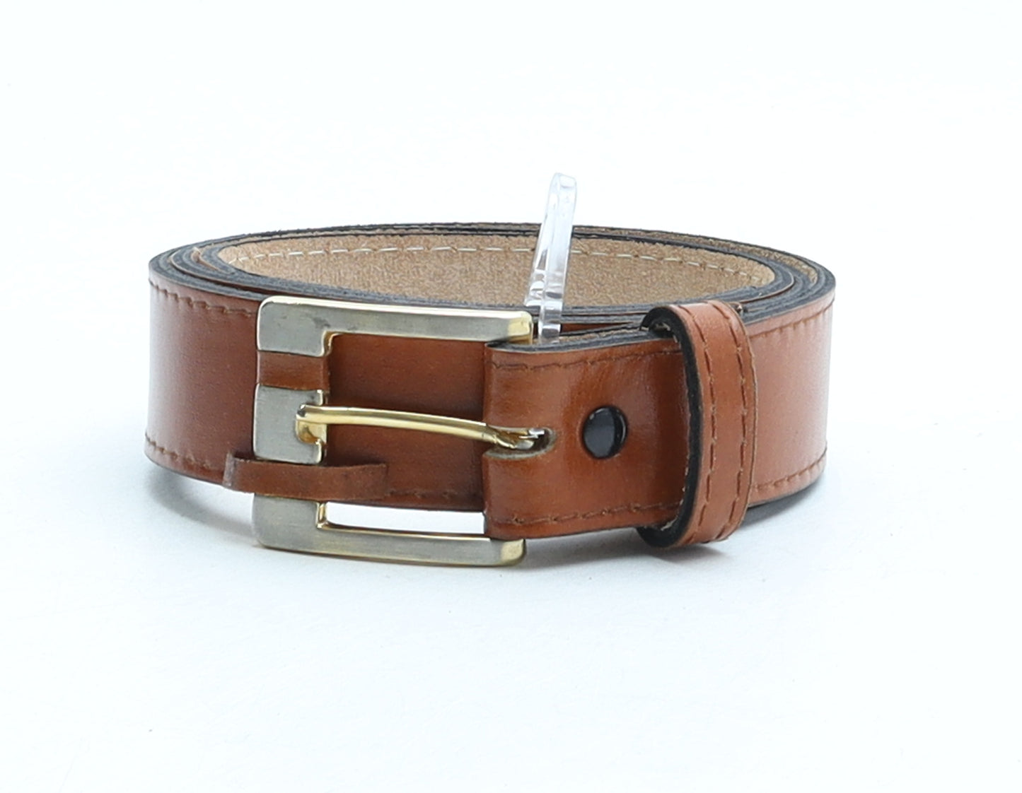 Preworn Mens Brown Solid Leather Dress Belt Belt Size M