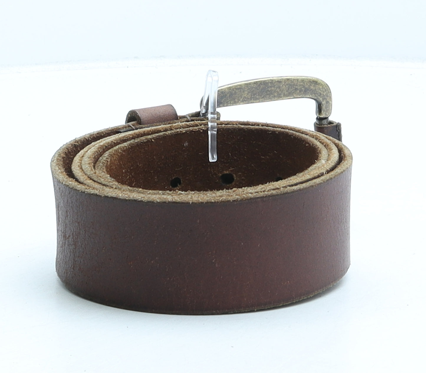 Marks and Spencer Mens Brown Solid Leather Dress Belt Belt Size 38
