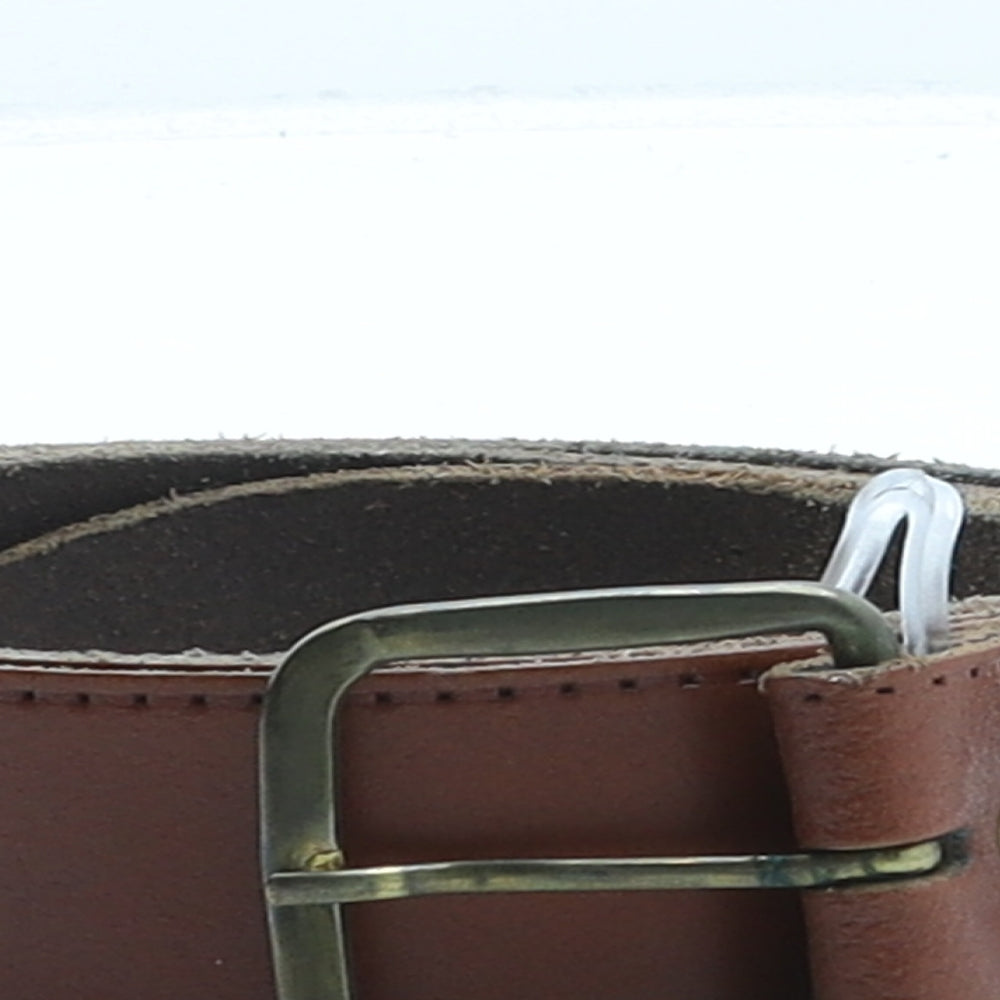 Preworn Mens Brown Solid Leather Dress Belt Belt Size 46