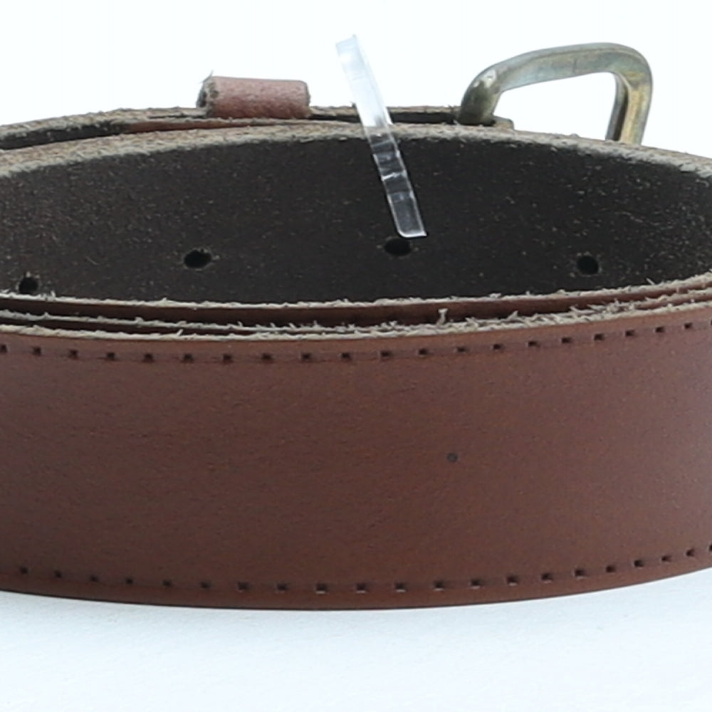 Preworn Mens Brown Solid Leather Dress Belt Belt Size 46