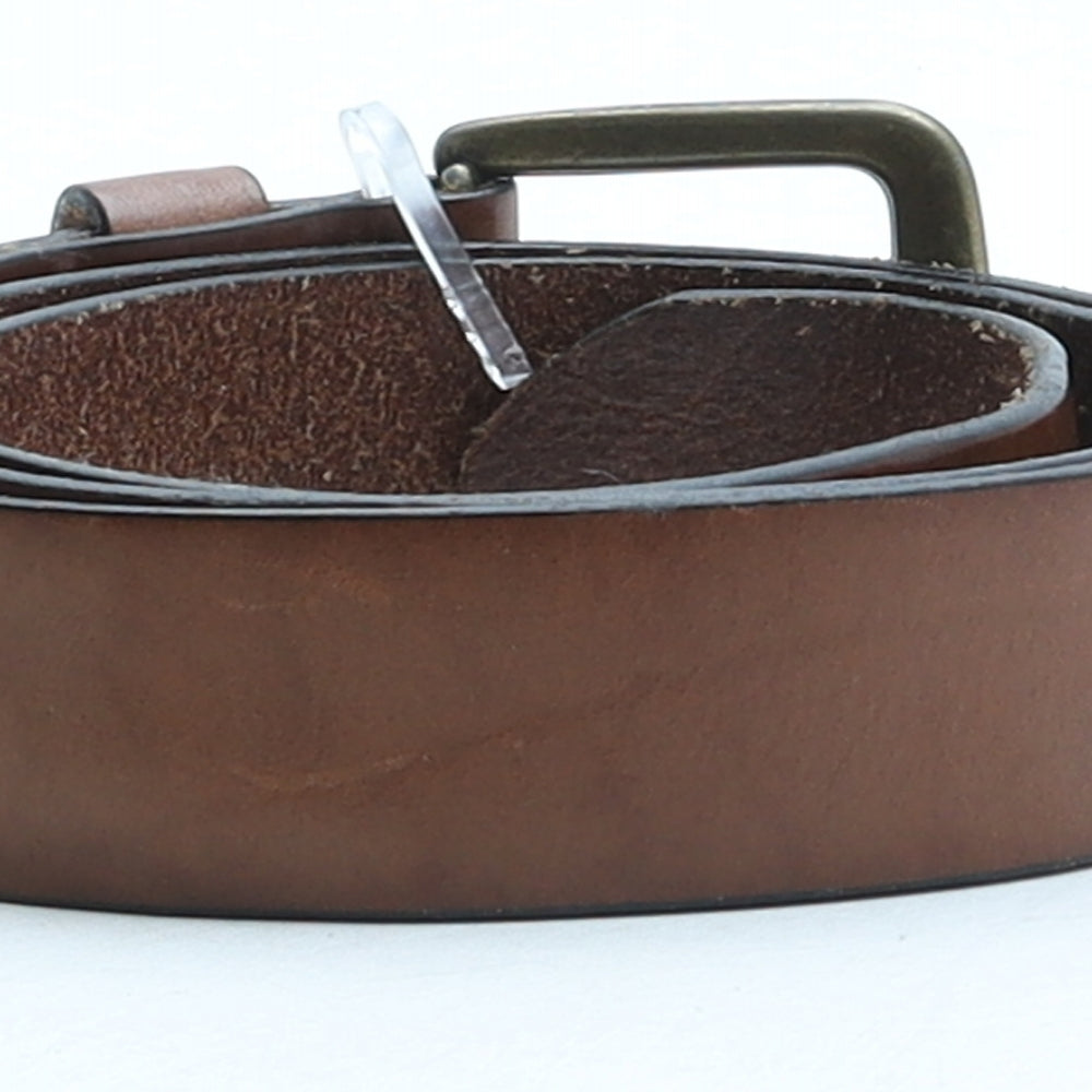 Marks and Spencer Mens Brown Solid Leather Dress Belt Belt Size 34