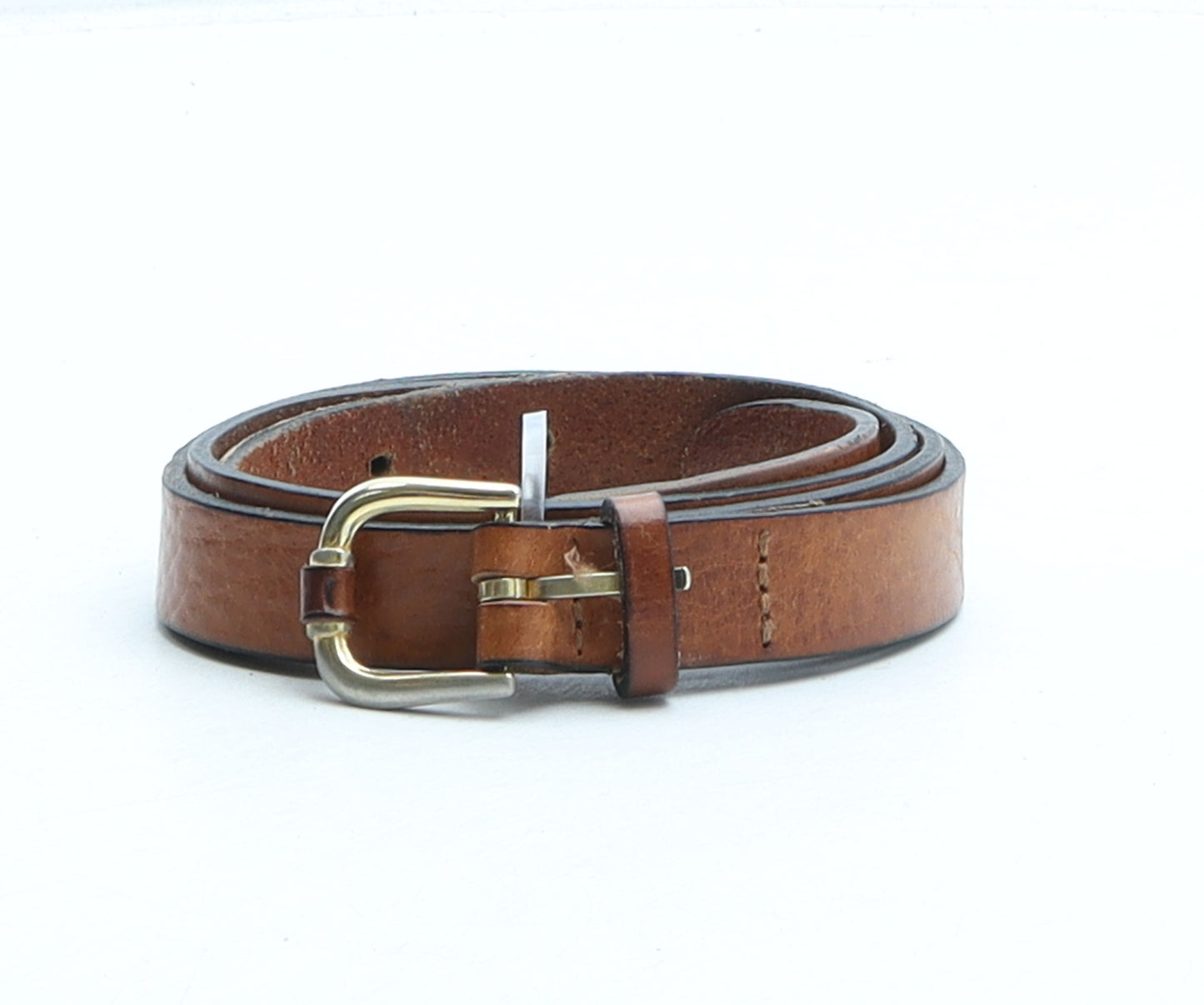 Preworn Womens Brown Solid Leather Basic Belt Belt Size S
