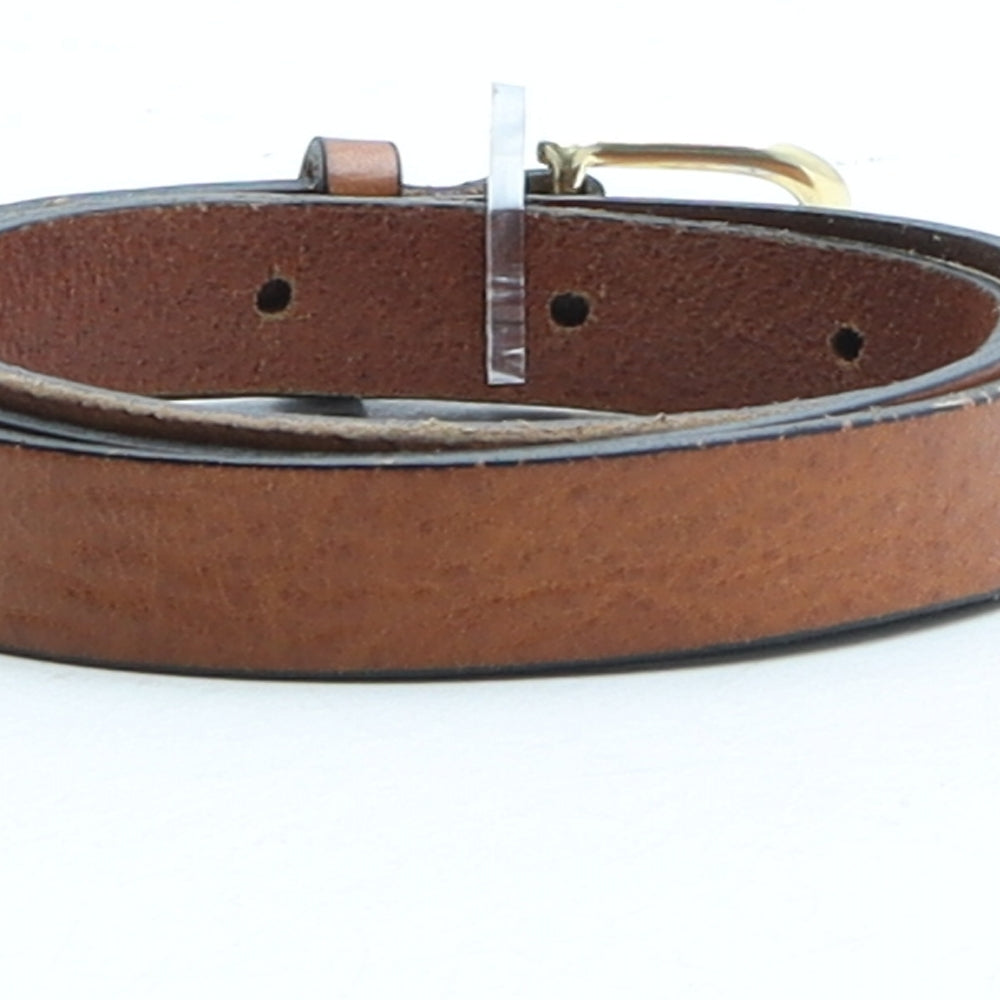 Preworn Womens Brown Solid Leather Basic Belt Belt Size S