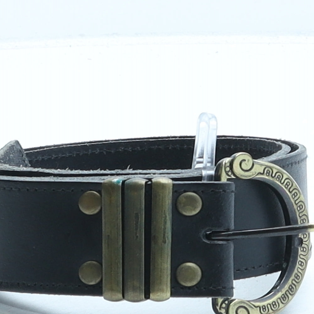 Preworn Womens Black Solid Leather Basic Belt Belt One Size