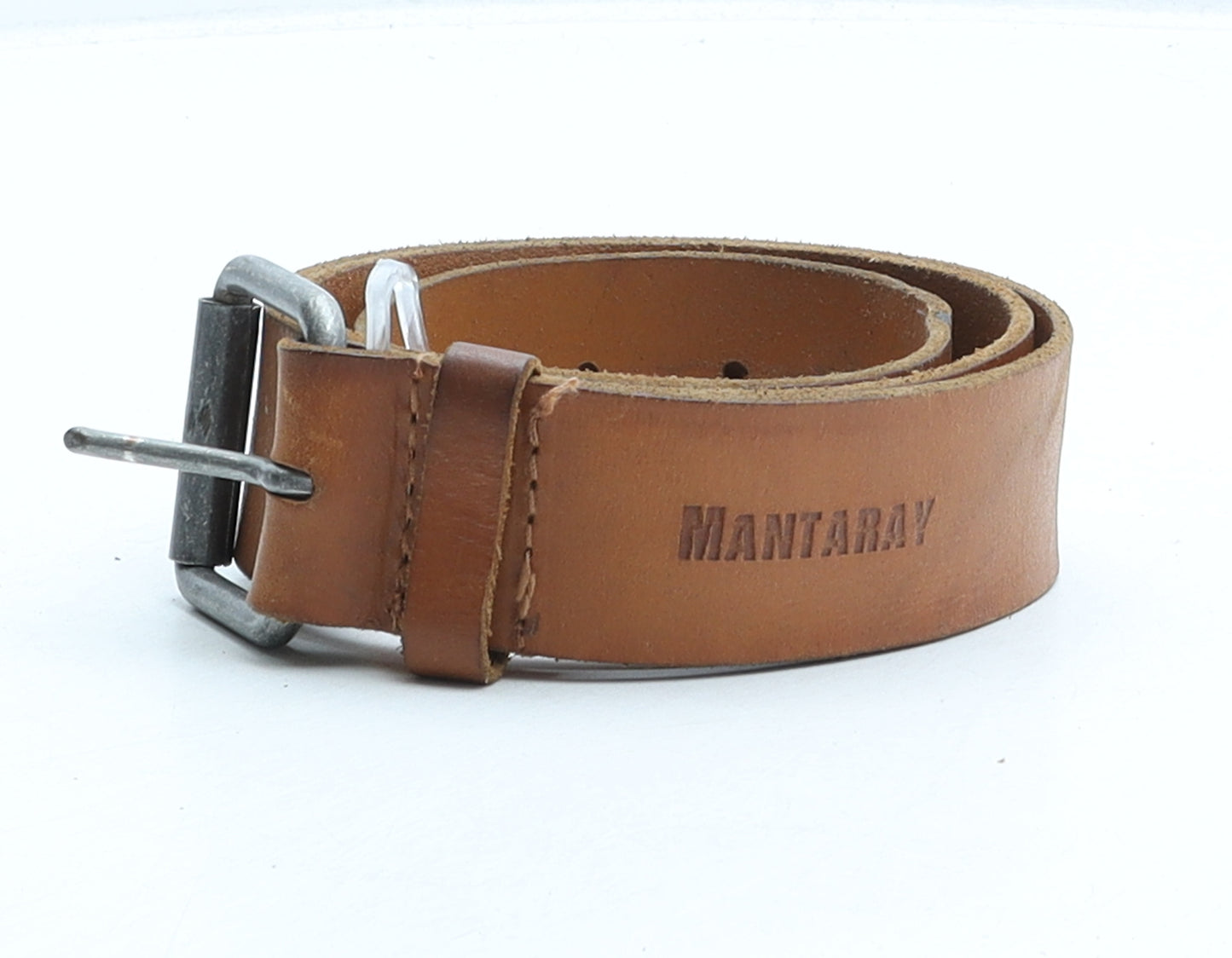 MANTARAY PRODUCTS Mens Brown Solid Leather Dress Belt Belt Size M