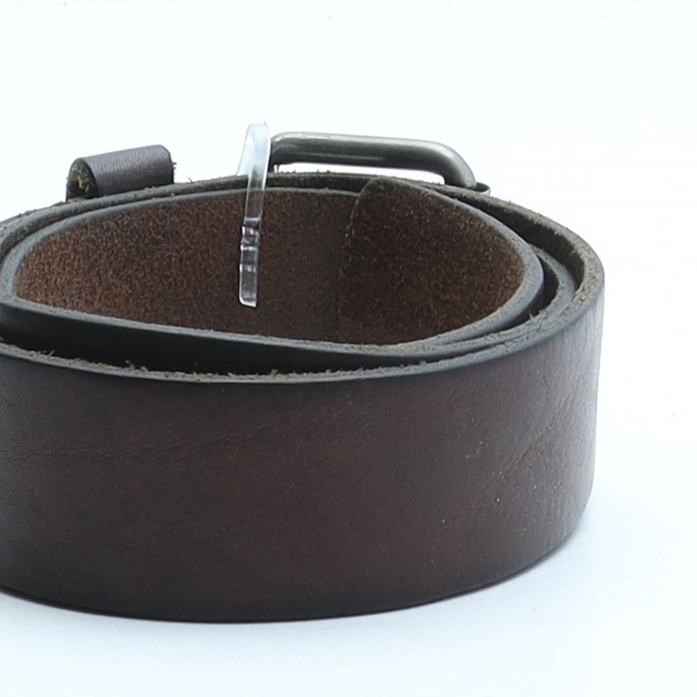 NEXT Mens Brown Solid Leather Dress Belt Belt Size M