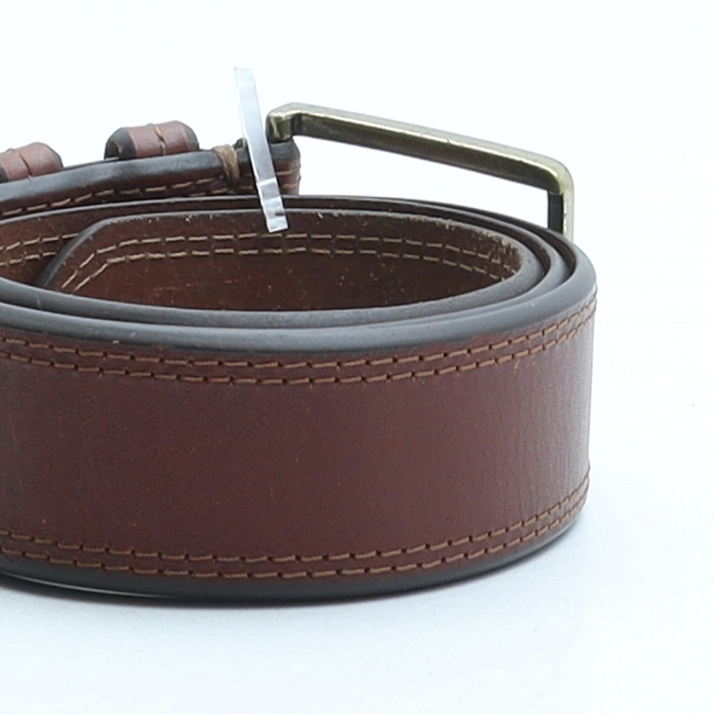 Marks and Spencer Mens Brown Solid Leather Dress Belt Belt Size 30