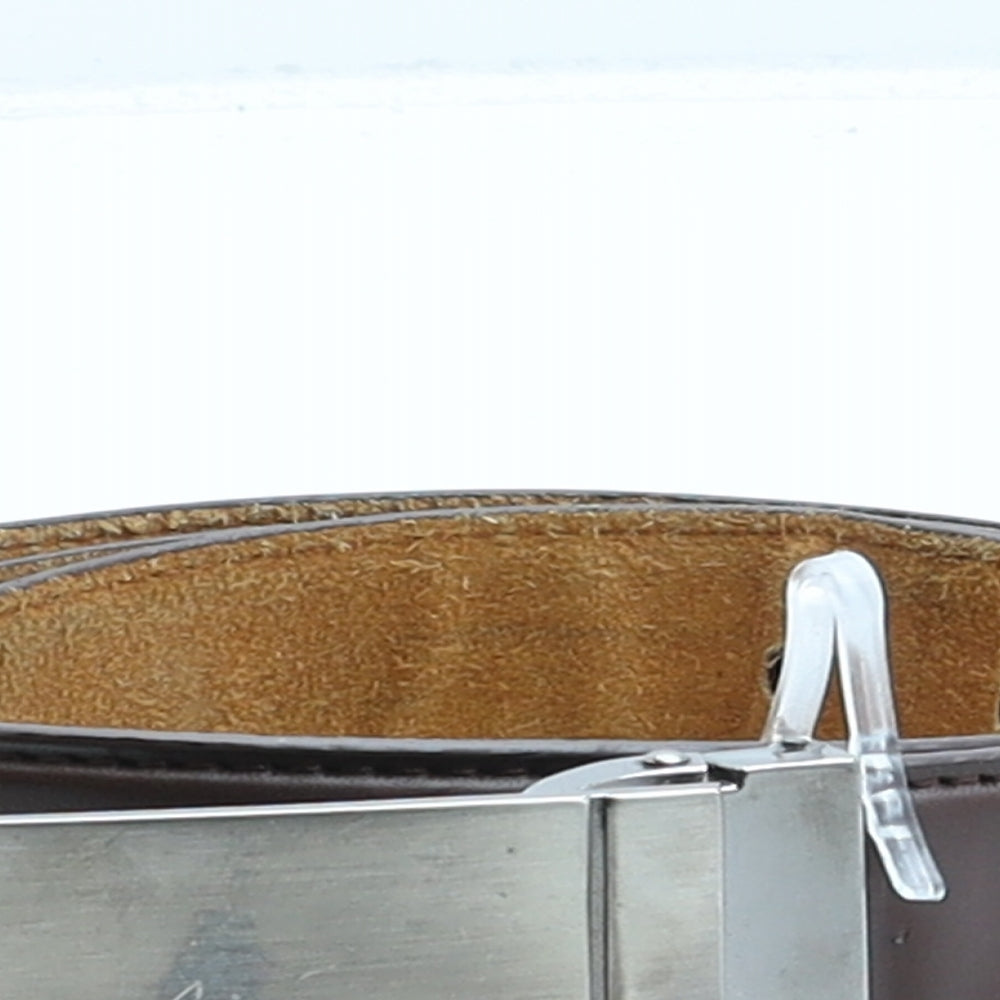 Preworn Mens Brown Solid Leather Dress Belt Belt Size 110