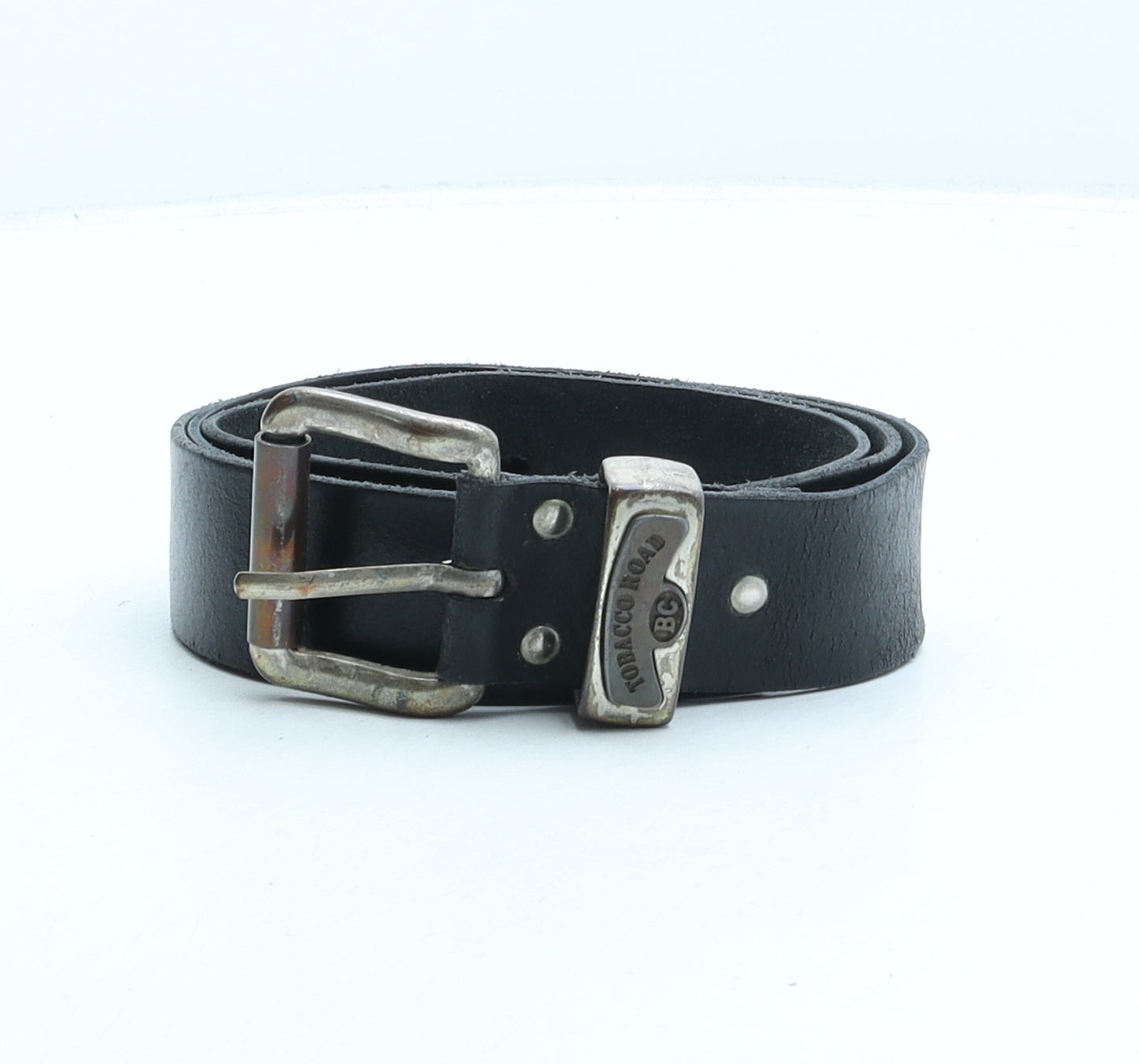 Tobacco Road Mens Black Solid Leather Western Belt Belt Size 42
