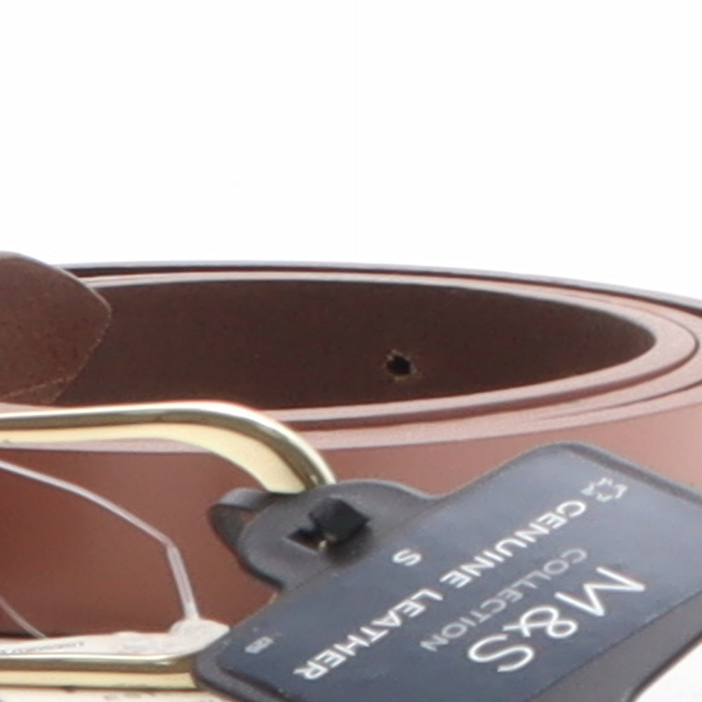 Marks and Spencer Womens Brown Solid Leather Basic Belt Belt Size S