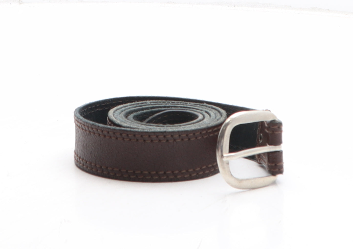 Preworn Womens Brown Solid Leather Basic Belt Belt One Size