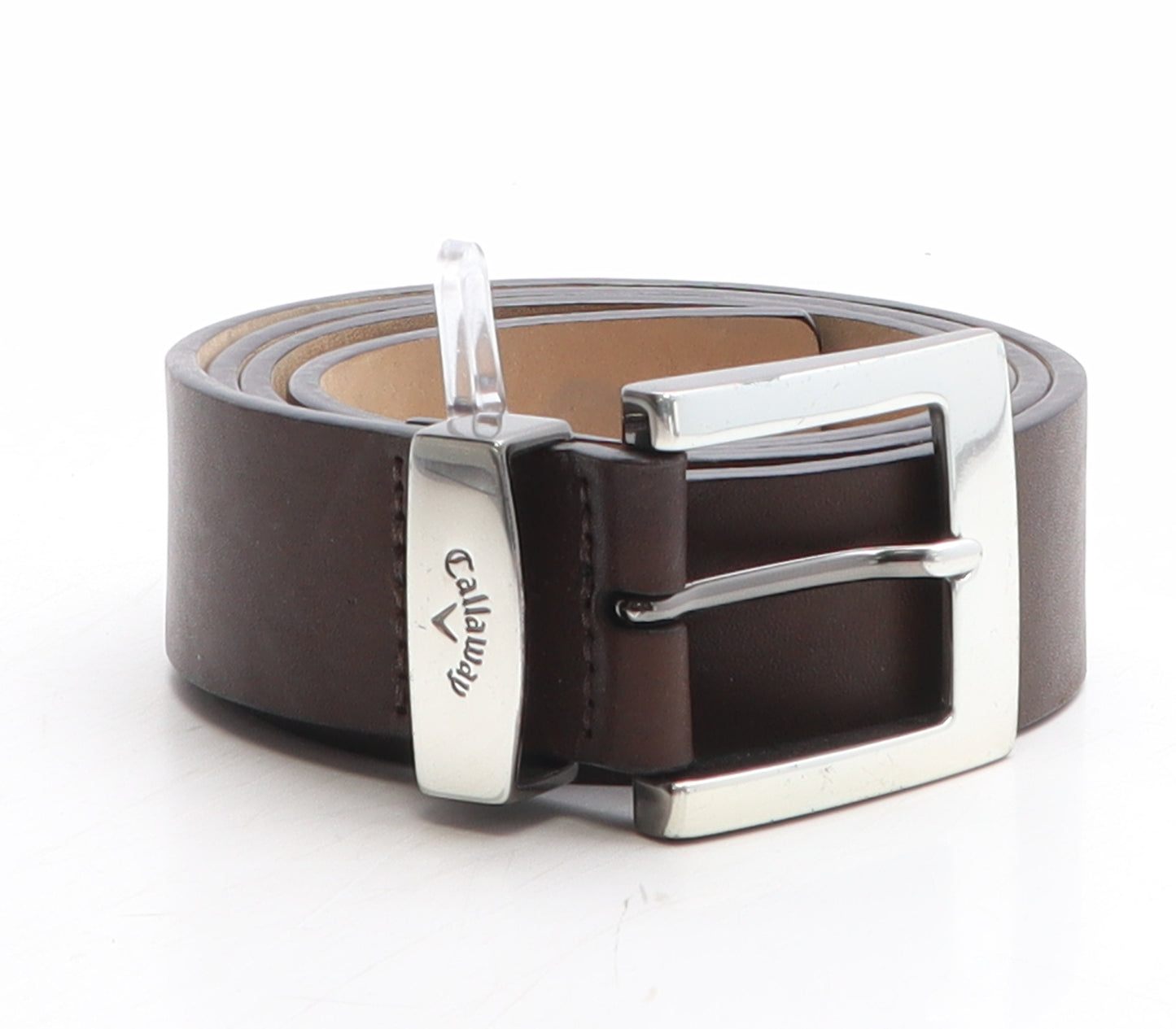 Callaway Mens Brown Solid Leather Dress Belt Belt Size 32