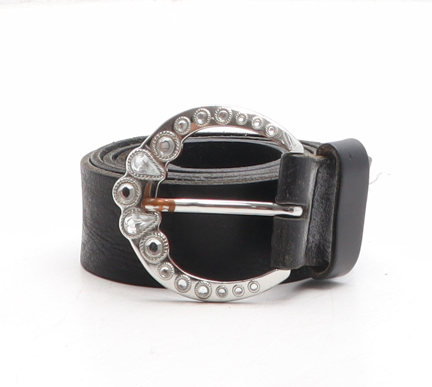 NEXT Womens Black Solid Leather Basic Belt Belt Size M
