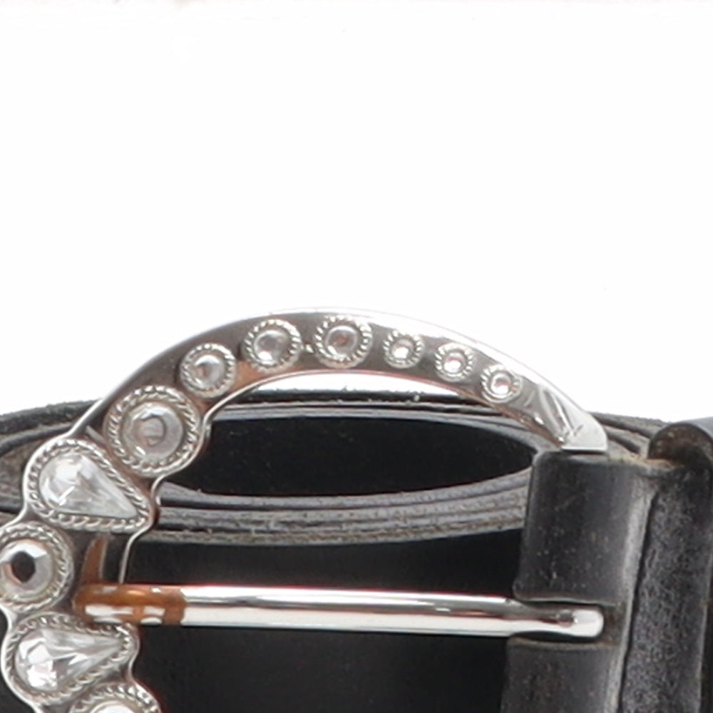 NEXT Womens Black Solid Leather Basic Belt Belt Size M