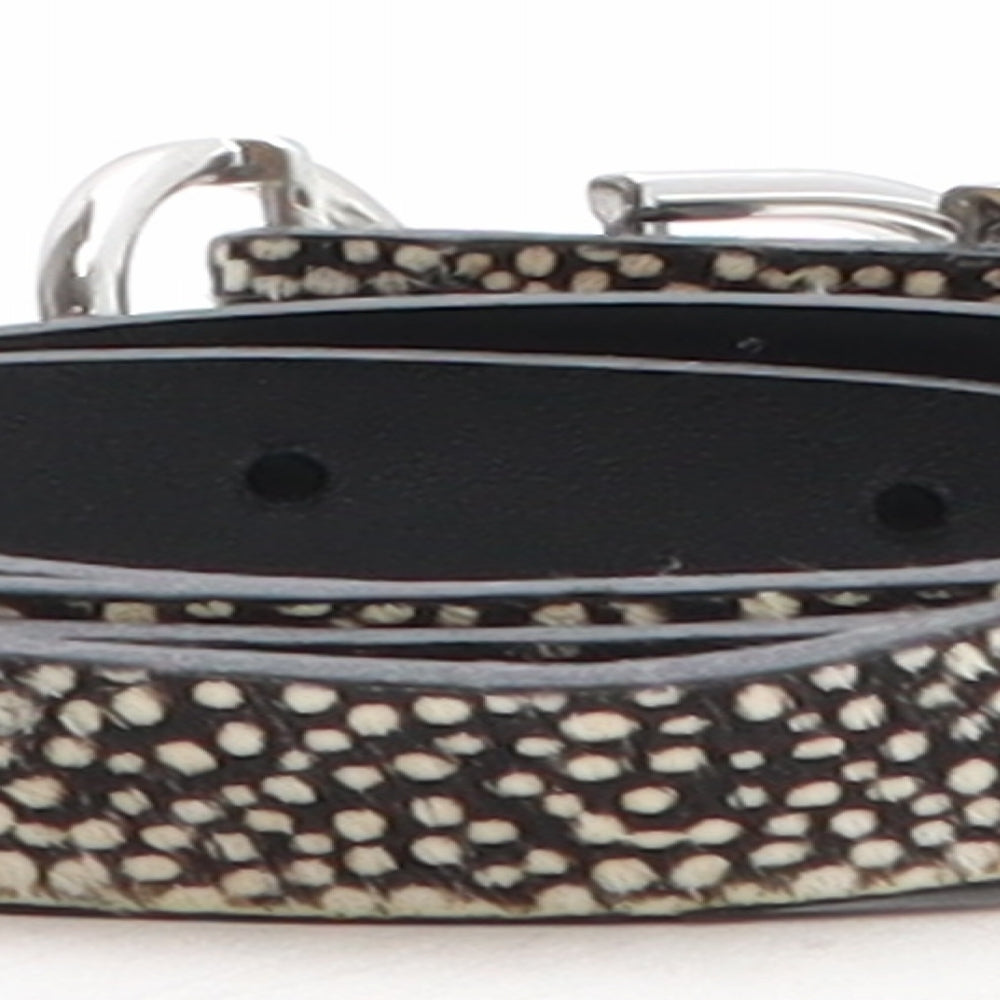 Topshop Womens Black Animal Print Leather Basic Belt Belt Size XS